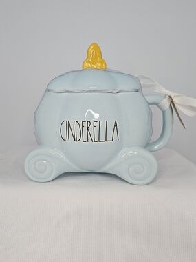 Rae Dunn Cinderella Carriage Ceramic Mug with Lid - Light Blue
